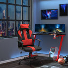 HOMCOM High Back Racecar Style Gaming Office Chair with Swivel and Lumbar Support - Red-360 degree swivel ability provides plenty of convenience