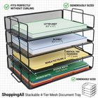 ShoppingAll Stackable 4-Tier Mesh Document Tray -The wide, open-front design makes it effortless to slide documents in and out, helping you quickly sort incoming mail or grab current projects without fumbling.