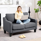 HOMCOM Loveseat Sofa with Pocket Spring - Charcoal Grey-Multi-layer board frame for lasting support