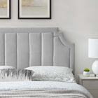 Modway Alyona Channel Tufted Performance Velvet Twin Headboard - Light Grey-Dense Foam Padding