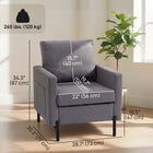 HOMCOM Modern Accent Chair with Metal Legs and Thick Cushion for Bedroom - Dark Grey-Protective foot pads keep your floor looks well
