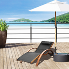 Outsunny Outdoor Lounge Chair - Garden Sun Lounger with Headrest - Black-Patio umbrella is 8 ribs construction ensure its durability