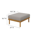 Modway Wren Outdoor Patio Teak Wood Ottoman - Natural/Driftwood-Premium Sunproof Fabric