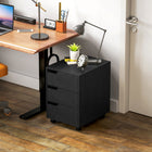 HOMCOM 3-Drawer Filing Cabinet with Wheels, Mobile - Black-Serves as a versatile printer stand for study rooms and offices
