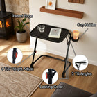 Homy Casa Adjustable Height Folding Table with Tilting Top and Cup Holder - Black-Tabletop Size: 18.9" W x 13.78" D