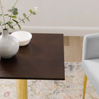 Modway Verne 24" Square Dining Table - Gold Cherry Walnut-Wood Grain Design
