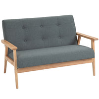 HOMCOM 45" Loveseat Sofa with Rubber Wood Legs - Dark Grey-Two-seater couch for small spaces