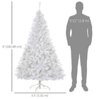 HOMCOM 6' Pre-Lit Artificial Christmas Tree with LED Lights - White-No Controller 