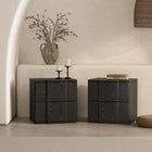 Manhattan Comfort Clive 22" Mid-Century Modern 2-Drawer Nightstand - Black-Drawers open on 0.75-extension soft-close tracks for smooth, quiet operation