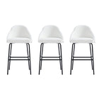 Manhattan Comfort Gracie 22" Modern Leatherette Upholstered Barstool - White and Black - 3 Pack-Modern Barstool with Backseat Perfect for Bar and Kitchen Use. Set of 3