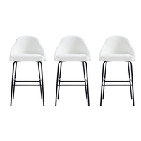 Manhattan Comfort Gracie 22" Modern Leatherette Upholstered Barstool - White and Black - 3 Pack-Modern Barstool with Backseat Perfect for Bar and Kitchen Use. Set of 3