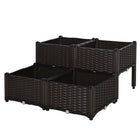 Outsunny 4-Piece Raised Garden Bed - Brown-Quickly cultivate your favourite plants, vegetables, herbs, and flowers with our user-friendly gardening solution
