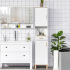 Kleankin Tall Slim Bathroom Storage Cabinet with Adjustable Shelf - White-Constructed of P2 grade particle board with painted surface for long-term use     