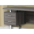 Monarch Specialties 7082 60" Computer Desk - Dark Taupe/Silver Metal-Reversible configuration allows for left or right set-up customized to your needs.
