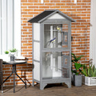 PawHut 62" H Large Wooden Bird Cage - Light Grey-Chicken wire protects birds from outside predators 