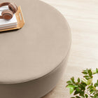 Modway Tilden Large 38" Round Performance Velvet Upholstered Ottoman - Taupe/Natural-Rubberwood Plinth Base