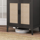 HOMCOM 28" L Sideboard Buffet Cabinet with Storage - Black-Colour: Black, Nature Wood