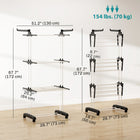 HOMCOM 4-Tier Foldable Steel Laundry Rack with 4 Castors - Black-Use it indoors and outdoors, such as in the bedroom, balcony, and patio 