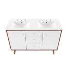 Modway Transmit 48" Double Sink Bathroom Vanity - Walnut/White-9