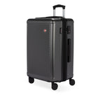 Swiss Gear Hardside Spinner 24" Checked Luggage - Dark Grey-Retractable, telescopic handle with easy thumb activation of push-button lock