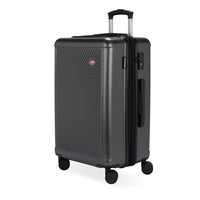 Swiss Gear Hardside Spinner 24" Checked Luggage - Dark Grey-Retractable, telescopic handle with easy thumb activation of push-button lock