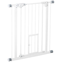 PawHut 29-32 Inch Pet Gate with Cat Door - White-Double locking system ensures your pet is secured in a place and provide maximum safety