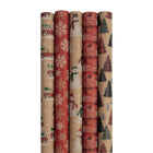 JAM Paper Assorted Gift Wrap - Christmas Kraft Wrapping Paper - 125 Sq Ft Total - Kids Kraft Christmas Set - 5 Rolls/Pack-Size: 25 square ft. per roll (125 total)