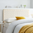 Modway Sparta Weave Vegan Leather Full Headboard with - Natural Beige-Wood Frame