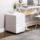 Vinsetto 3-Drawer Lockable Letter/A4 Filing Cabinet with Wheels - White-A big drawer for hanging files (legal size, A4, letter size)
