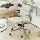 Plata Import Alark Office Chair Pu Leather Upholstery Low Back Metal Frame - White-Polyurethane coating