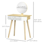 HOMCOM Vanity Desk with Mirror - 27.6" L x 15.4" W x 50.4" H - Oak/White-Anti-tipping strip is designed to keep the vanity table stable and safe 
