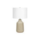 Monarch Specialties 24" H Contemporary Table Lamp - Beige Concrete / Ivory / Cream Shade-Combining some vintage inspiration in a contemporary form, this smooth and stylish 24"h beige concrete table lamp, with an ivory fabric drum shade and topped with a round black finial, makes an eye-catching statement in all spaces