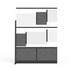Luxor Modular Wall Extension - 53" W x 70" H - Segmented Black Frame, Frosted Acrylic, Cool Grey PET-Enhances light flow while reducing distractions