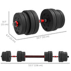 Soozier 66 lb 2-in-1 Adjustable Dumbbells Weight Set-Non-slip grip to prevent slipping