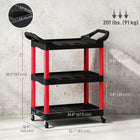 HOMCOM 3-Tier Rolling Tool Cart with Wheels-Two locking wheels secure the cart in place