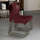 Flash Furniture HERCULES Series Burgundy Full Back Contoured Stack Chair with Grey Powder Coated Sled Base-Ergonomically Contoured Design with Burgundy Plastic Back and Seat