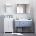 HOMCOM Wall Mount Medicine Cabinet with Mirror and Two Doors - White-Constructed of MDF with for durability  