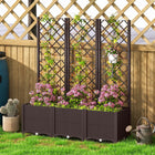 Outsunny Raised Garden Bed with Trellis - Brown-Ample planting space, great for both indoor and outdoor settings
