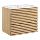 Modway Render 24" Wall-Mount Bathroom Vanity - Oak/White-Mid-Century Modern Vanity