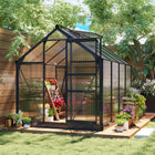 Outsunny Polycarbonate Greenhouse - 6' x 8' x 6.6' - Grey- Nurse seedlings, grow tropical, or extend the growing season into mild winters
 