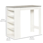 HOMCOM Bar Table with 4 Storage Shelves - Grey-Constructed from particleboard for easy cleaning