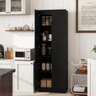 HOMCOM 69" H 5-Tier Kitchen Pantry Cabinet with Shelves - Black-Adjustable shelves offer versatile storage options 