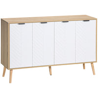 HOMCOM Modern 47.2" L Sideboard Buffet Cabinet - Natural Wood-Large storage space with 2 door cabinets for holding daily accessories and utensils