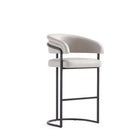 Manhattan Comfort Augusta 22.8" Modern Leatherette Upholstered Barstool - Light Grey-Modern Barstool with Backrest Perfect for Bar and Kitchen Use