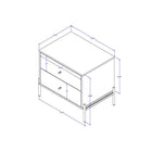 Manhattan Comfort Jasper 25.15" Modern Nightstand 2-Piece Set - Grey-Beautiful Unique Rounded Gold Drawer Knobs