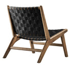 Modway Saoirse Leather Wood Accent Lounge Chair - Walnut Black-Assembly Required