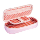 Pep Rally Organizer Pencil Case - Pink-Exterior diagonal slip pocket for quick access