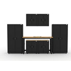 Cat RTA Garage Storage Cabinetry 7-Piece Set with 2 Lockers, 2 Walls, 2 Bases and 72" Workbench-7-Piece Cabinet & Workbench Set: Two 36" heavy-duty lockers, two base cabinets, two wall cabinets, and 2 72" workbenches deliver practical storage and workspace.