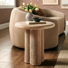 Modway Tori 20" Indoor/Outdoor Round Side Table - Travertine-Three-Pillar Pedestal Base