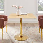 Modway Verne 35" Square Dining Table - Gold Natural-MDF Tabletop